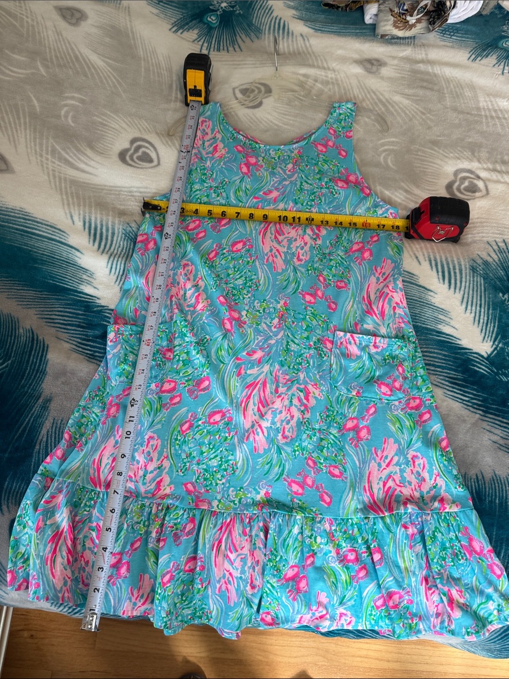 Lilly Pulitzer Turquoise Floral Ruffle-Hem Midi Dress - Picture 2 of 4